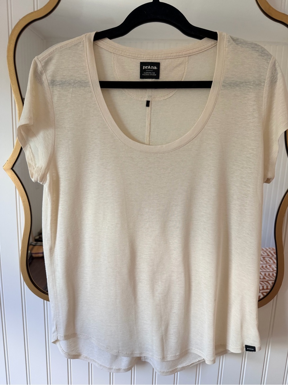 Prana Women's Cream Scoop Neck Short Sleeve Tee